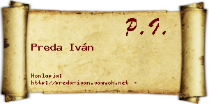 Preda Iván névjegykártya